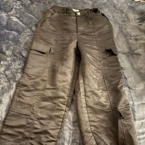Fashion Nova Satin Cargo Pants Low Waist